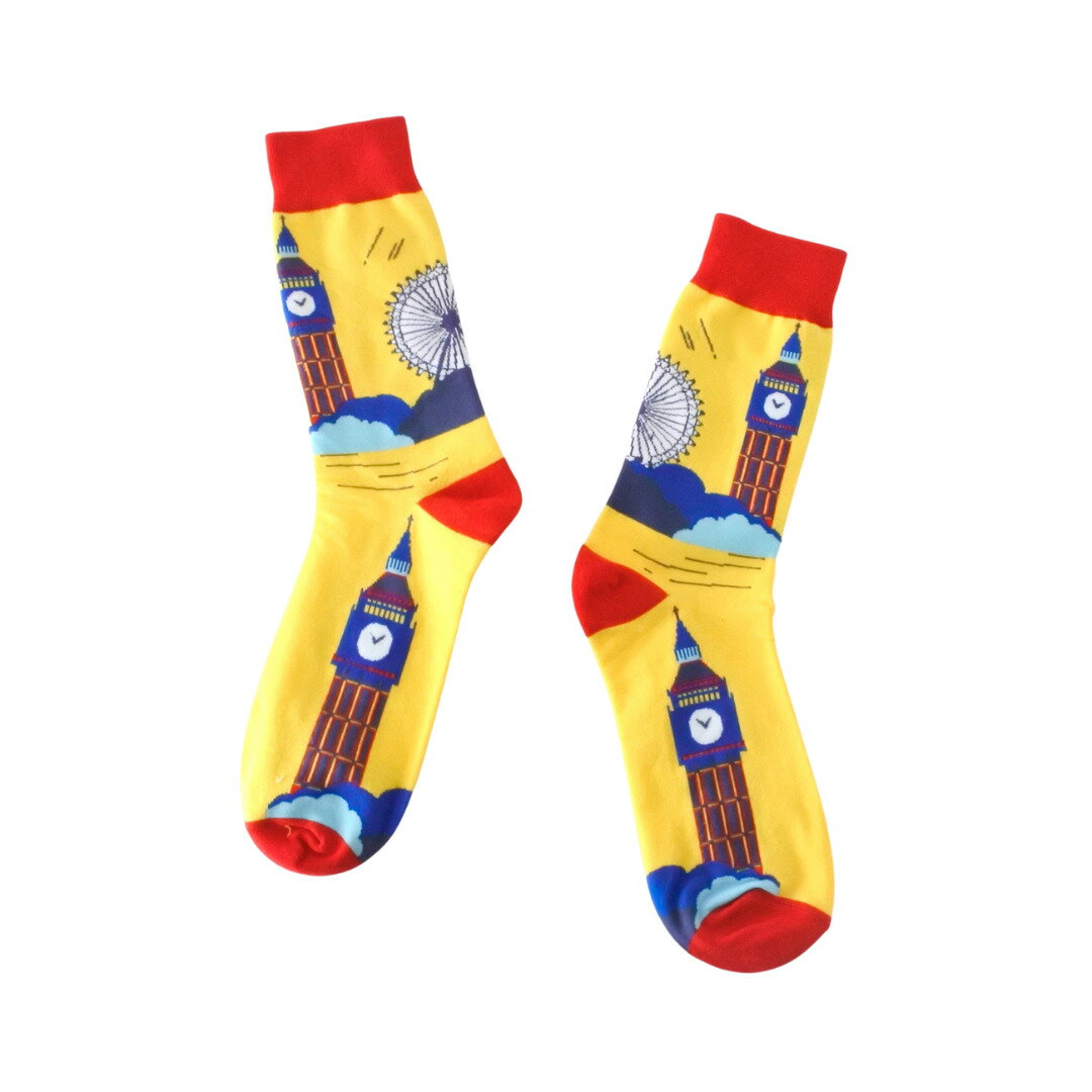 【IMPORT POP SOCKS】ロンドン モチーフ アート ソックス（時計台）| メンズ ユニセックス 靴下