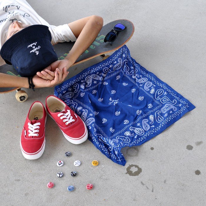 Matthew & Amelia バンダナ BLUE ブルー 大判 ハンカチ ボーイズライク skate スケ...