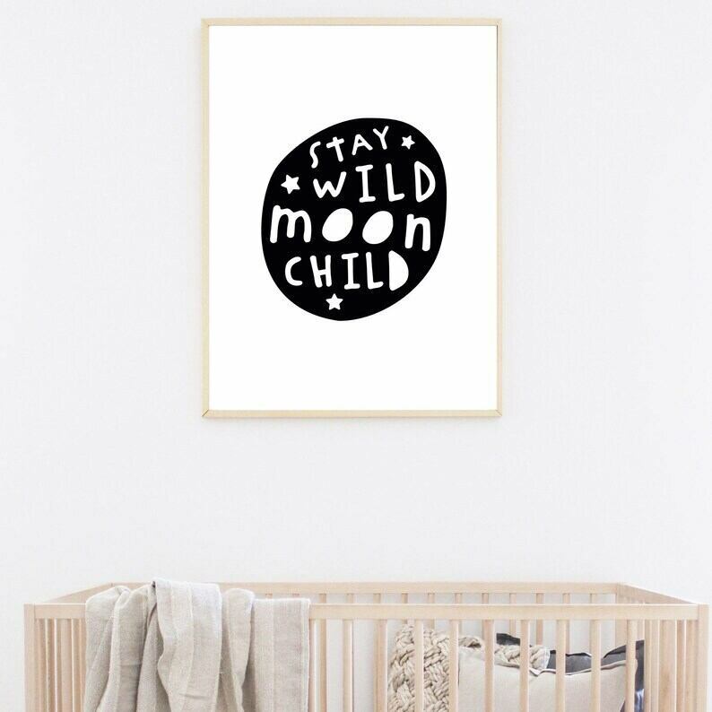 Stay wild moon child Print A3 アート ポスター 北欧 リビング Pop Art Poster