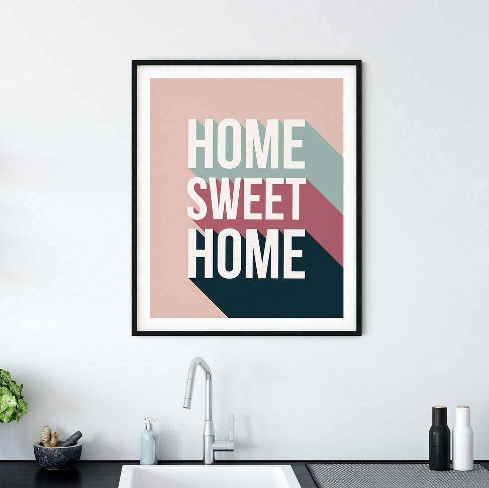 HOME SWEET HOME Typography Print A3 アート ポスター 北欧 リビング Pop Art Poster 1