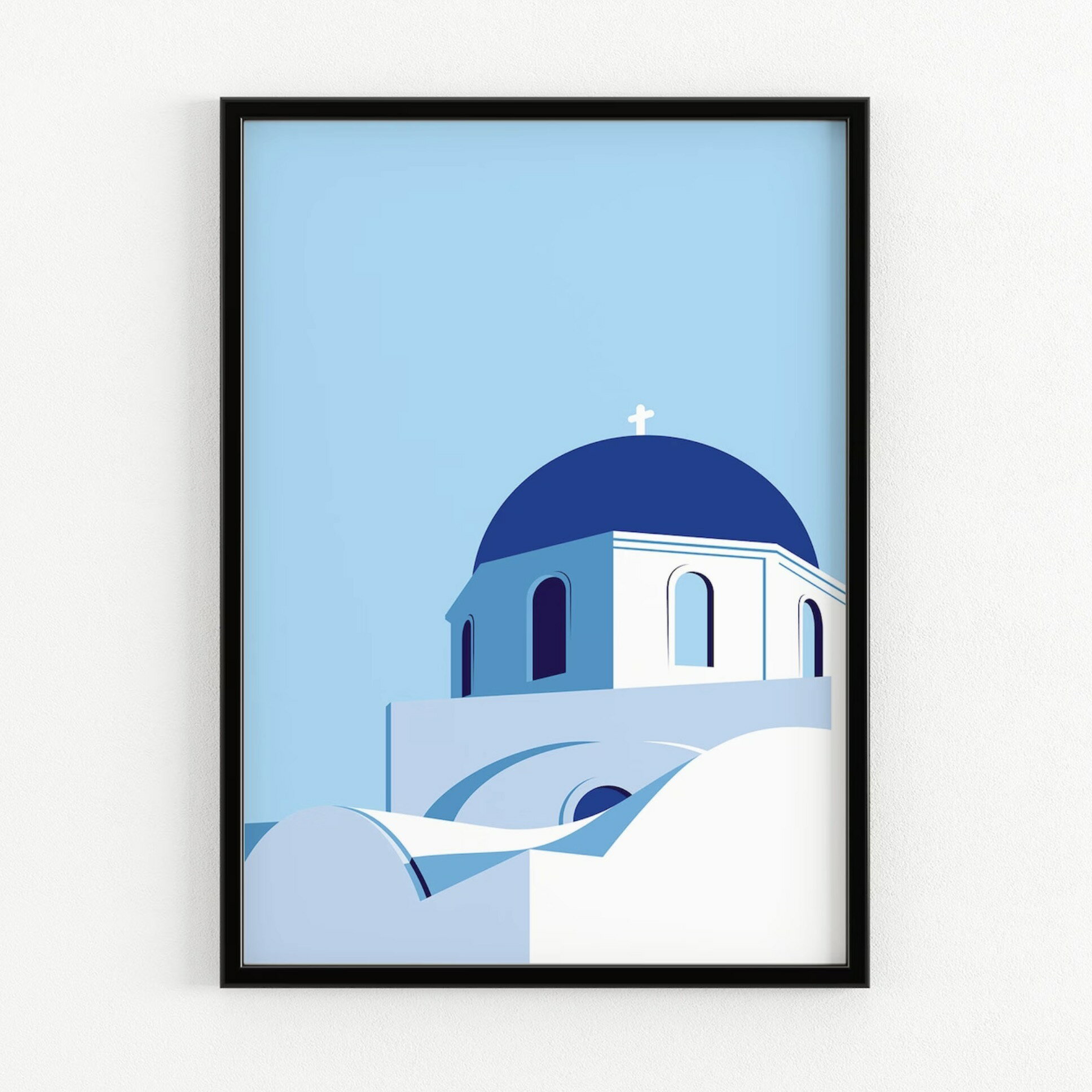 Santorini in Greece poster print (30 x 40cm) ポップ アート ポスター リビング Pop Art Poster