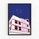 Miami South Beach poster print (30 x 40cm) ポップ アート ポスター マイアミ ビーチ ブルー 空 自然 建築 シティ...