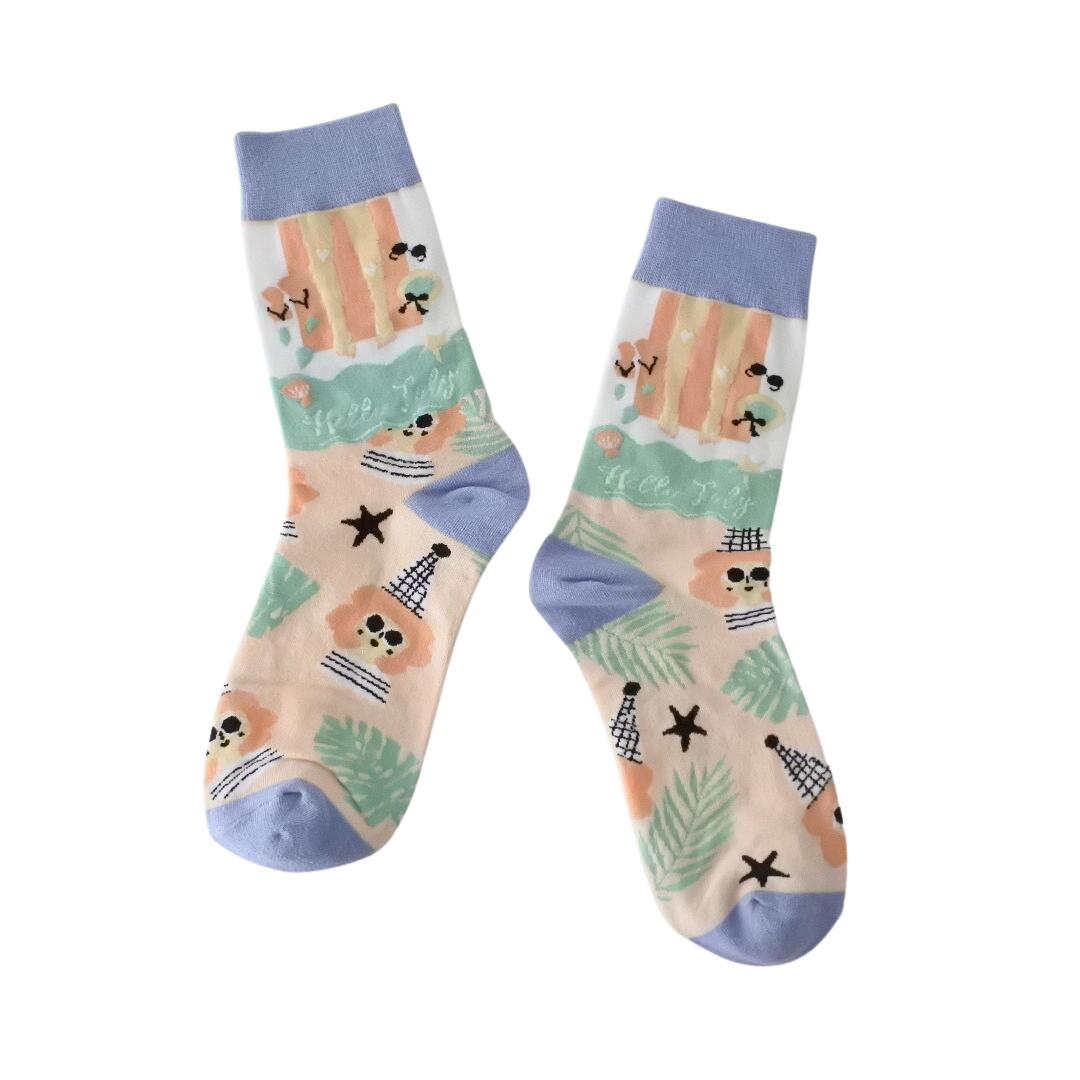 【IMPORT POP SOCKS】セイ ハロー クルーソックス | レディース 総柄 くつ下 靴下