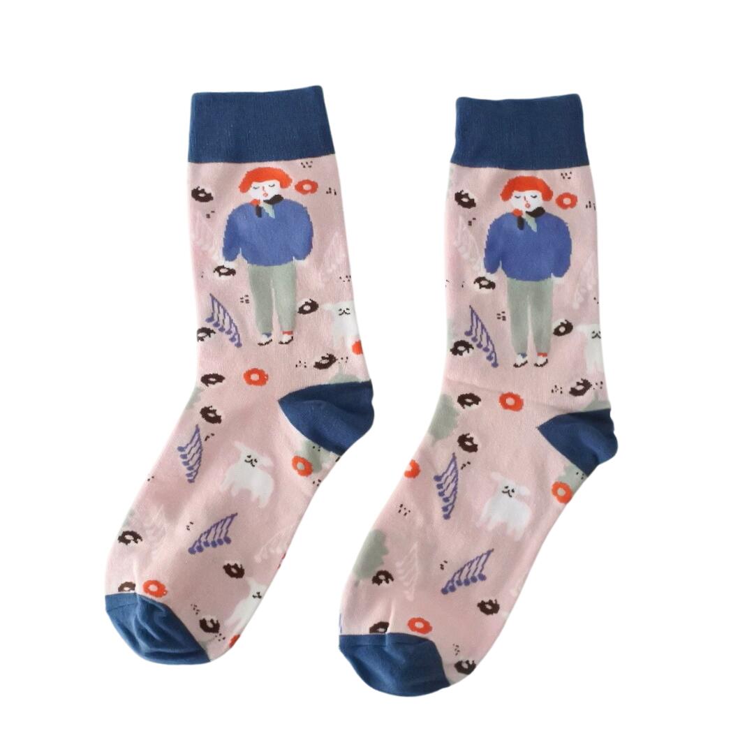 【IMPORT POP SOCKS】ア リトル オーバー ゼアー クルーソックス | レディース 総柄 くつ下 靴下