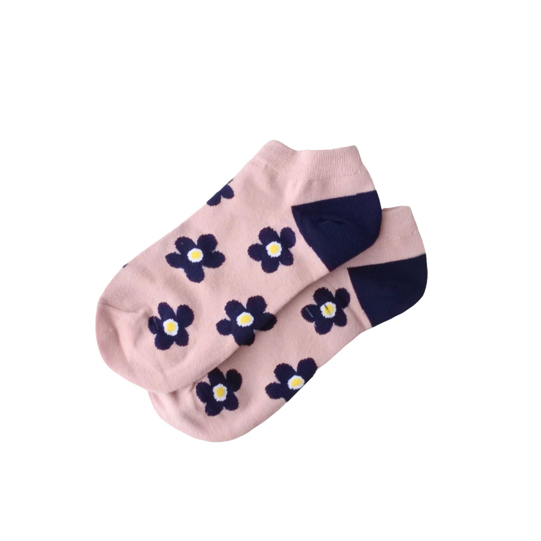 【IMPORT POP SOCKS】ポップ フラワー スニーカー ソックス (ピンク) 靴下 レディース 総柄 くつ下