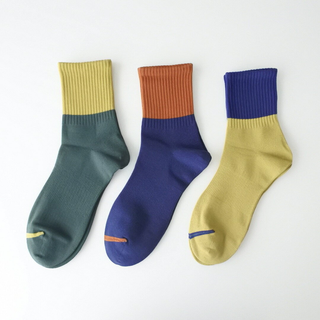 2TONE SHORT SOCKS (3 colors) ユニセックス ソックス 靴下 くつ下 メンズ レディース カラフル ポップ かわいい オシャレ サンダル コーディネイト 足元 コーディネイート キャンプ アウトドア 夏 フェス 大きい サイズ