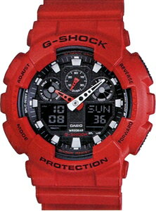 カシオ Gショック G-SHOCK スポーツウォッチ 20気圧防水 デジタル アナログ 腕時計 レッド 赤 (GA-100B-4AJF) 速度計測機能 1/1000秒 ストップウォッチ カウントダウンタイマー LED ライト付き ランニングウォッチ カシオ CASIO マラソン ランニング 時計