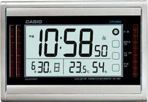 カシオ 電波時計 壁掛け時計 ソーラー デジタル 掛け時計 おしゃれな シルバー 銀 (CL11NV02) ハイブリッド電源の電池長寿命約5年 見やすい 大型液晶 日付 曜日 カレンダー 温度 湿度計付き CASIO 電波掛時計 ウォールクロック