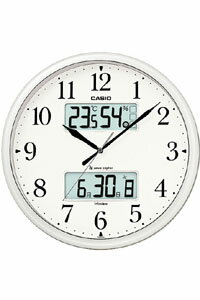 カシオ電波時計壁掛け時計デジタルアナログ掛け時計おしゃれなホワイト白文字板アラビア数字(CL12JL04)見やすい大型液晶