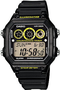 カシオ スポーツウォッチ 10気圧防水 デジタル 腕時計（A14FBP-202BKYE） 10年電池 ...