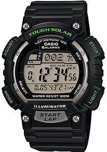 カシオ スポーツウォッチ 10気圧防水 ソーラー メンズ デジタル 腕時計 120ラップ ストップウォッチ カウントダウンタイマー S14FBP-301BLK海外版 ワールドタイム アラーム カレンダー LED ラ…