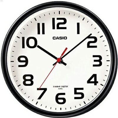 カシオ 電波時計 壁掛け時計 コンパクト アナログ 掛け時計 おしゃれな ブラック 黒 ケース (CL15JU60) シンプル 見やすい アラビア数字 ホワイト 白 文字盤 CASIO 小型 電波掛時計 置き時計にもなる自立スタンド付き ウォールクロック