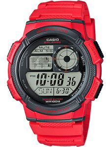カシオ スポーツウォッチ 10気圧防水 ランニングウォッチ メンズ デジタル 腕時計 おしゃれな レッド 赤 (AE16FBP-303RED) ストップウォッチ カウントダウンタイマー LED ライト付き CASIO 海外限定 マラソン ランニング 時計 アウトドアウォッチ