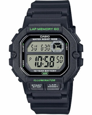 カシオ スポーツウォッチ 10気圧防水 メンズ デジタル 腕時計 ブラック 黒 10年電池 (MSD23MY04) 60ラップ ストップ…