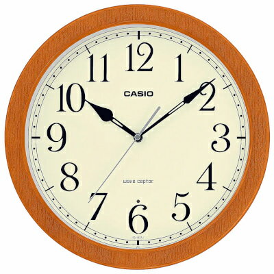 カシオ 電波時計 壁掛け時計 アナログ 掛け時計 おしゃれな 木目調デザイン 丸型 樹脂製ケース (CL23JL..