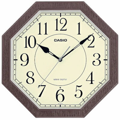 カシオ 電波時計 壁掛け時計 アナログ 掛け時計 おしゃれな 木目調デザイン 八角形 樹脂製ケース (CL23..
