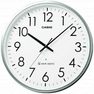 カシオ 電波時計 壁掛け時計 アナログ 掛け時計 おしゃれな シルバー 銀 ケース ホワイト 白 大型 文字..