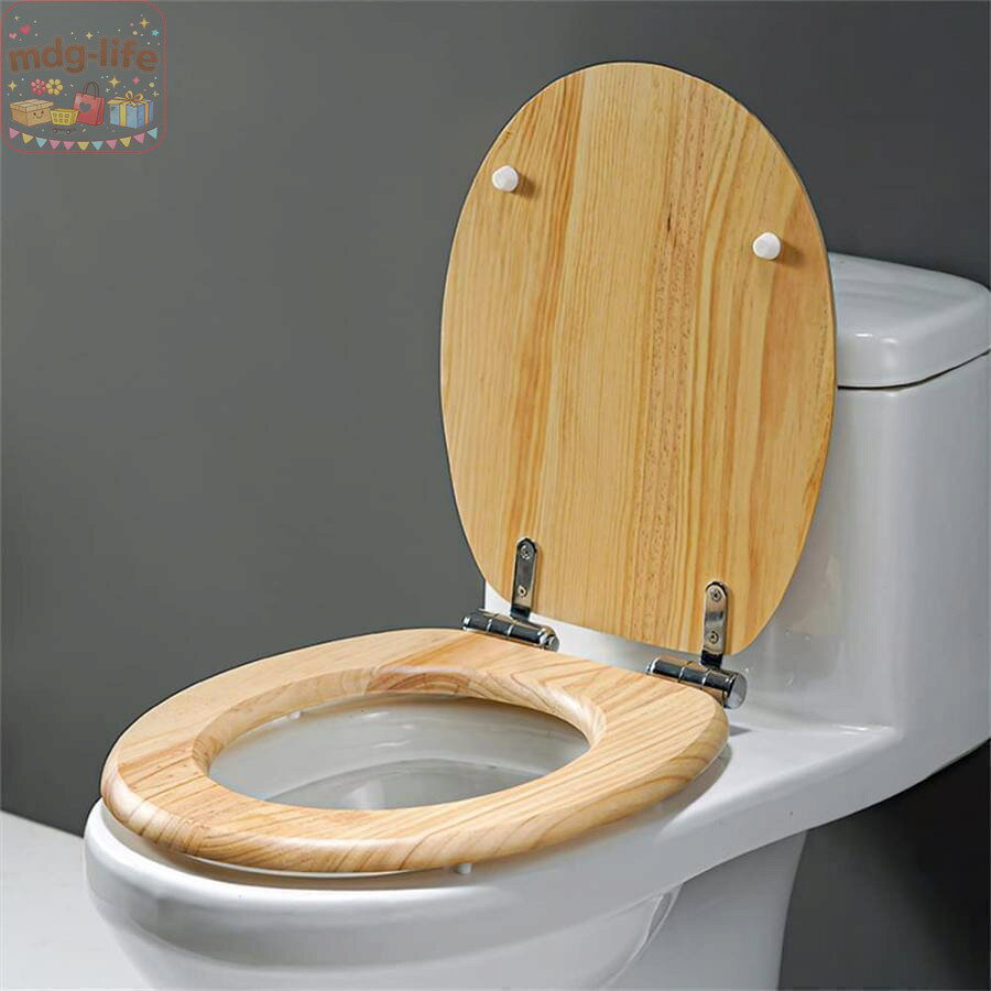 木製 便座 上部固定便座 ナチュラルウッド 洋式トイレ工具不要、調節可能 金属製のヒンジ U/V/O型便座 簡単交換 リノベーションやリフォームに