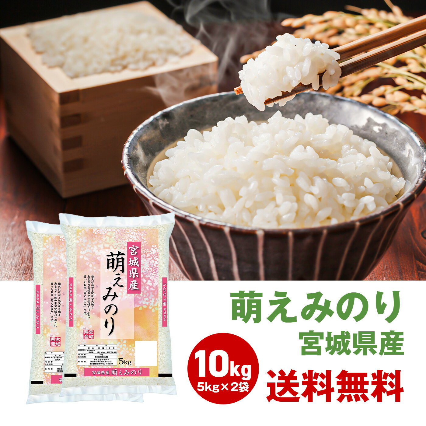 宮城県産 萌えみのり 10kg 米 5kg 2袋 セット お米 ブランド米 美味しい 10キロ お得 まとめ買い 国産 日本産 もえみのり こめ おこめ 国内産 宮城産 宮城 送料無料 ご飯 ごはん 白米 国産米 粘り