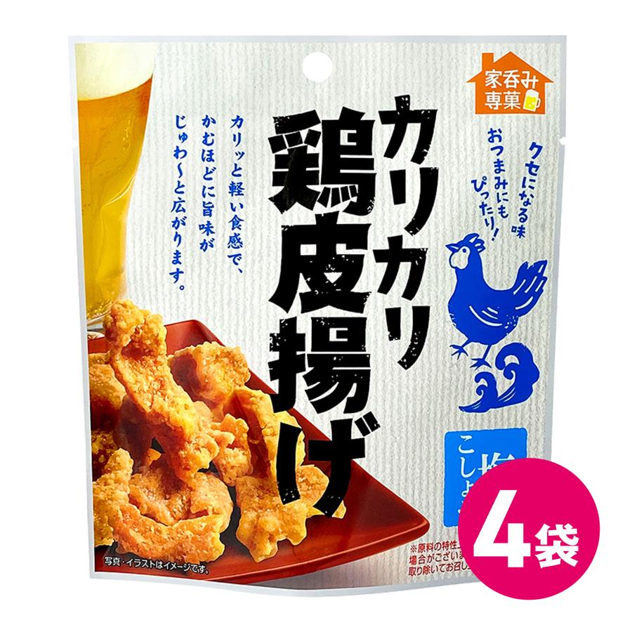 カリカリ鶏皮揚げ 塩こしょう 4袋セット おつまみ 珍味 スナック菓子 唐揚げ からあげ 鶏かわ とりかわ 家呑み ツマミ 塩 こしょう お菓子 スナック スナック菓子 おやつ コラーゲン ビールに合う MDホールディングス 商品 塩こしょう味 メール便 送料無料