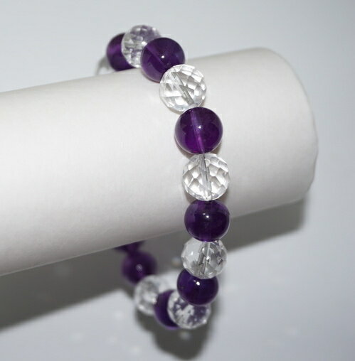楽天エムディスク　楽天市場店ブレスレット アメジスト×64面カット水晶