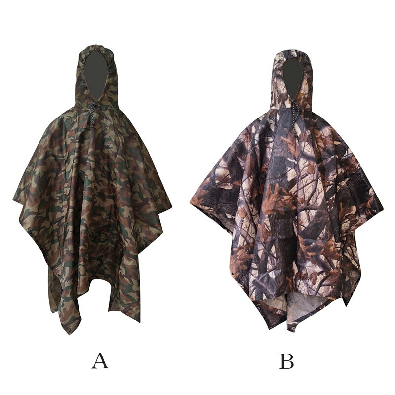 レインポンチョ 迷彩柄 防水 サバゲー 3WAY レインコート タープ レジャーシート アウトドア キャンプ 野外活動 収納袋付き フリーサイズ 男女兼用 アウトドア 釣り 登山