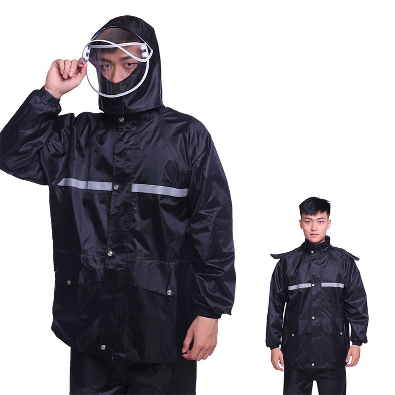 レインウェア 上下セット レインコート 雨具 軽量 自転車 男女兼用 ツバ付き 反射テープ付き 通学・通勤・作業用
