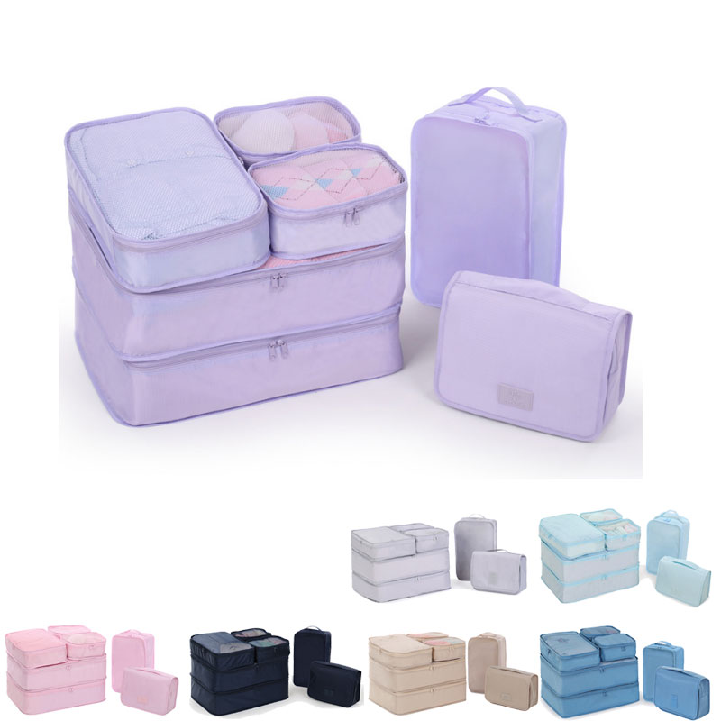 トラベルポーチ7点セット 収納袋 アレンジケース パッキングバッグ 化粧品 小物 衣類仕分け 旅行グ
