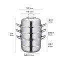 蒸鍋 四段30cm 蒸しもの鍋 蒸し鍋 【3層底】満菜 四段蒸し器 深型 ガラス鍋蓋付 NEW ステンレス IH対応 各種熱源対応