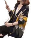 3色展開 アーガイル 柄 長袖 ロング カーデガン アウター ニット 秋 冬 レディース