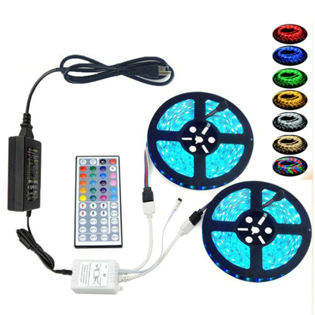 ledテープ LEDテープライトスーツ SMD5050 両面テープ 10m テープled RGB 60leds/m 12v電源 高輝度 切断可能 24と44キーコントローラー [2]