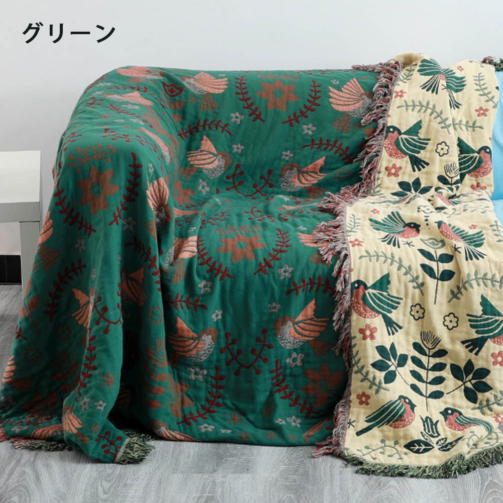 マルチカバー ソファーカバー ガーゼ 長方形 ベッドカバー 毛布 替えカバー 四季適用 両面使える 汚れ防止 キズ防止 柔らかい 滑り止め ズレにくい [2]