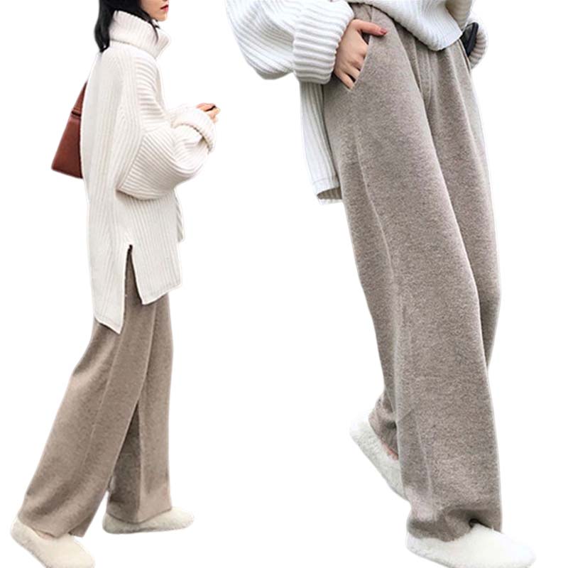 レディース 春 秋 冬 リブパンツ ワイドパンツ ウエストゴム ストレートパンツ プリーツパンツ ガウチョ ニット リブ ゆるパンツ リラックス 楽ちん 通勤 入園式 卒業式 送料無料