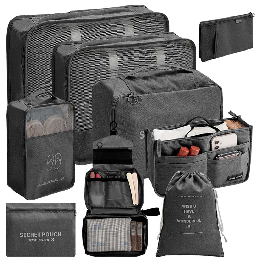 トラベルポーチ 9点セット アレンジケース パッキング パッキング ポーチ 巾着袋 吊り下げ ポーチ 出張 整理 便利グッズ 衣類 靴用 下着収納 下着 洗面用具 シューズ 小物入れ 軽量 防水 大容量 旅行収納ポーチ 旅行用便利グッズ 旅行用ポーチ