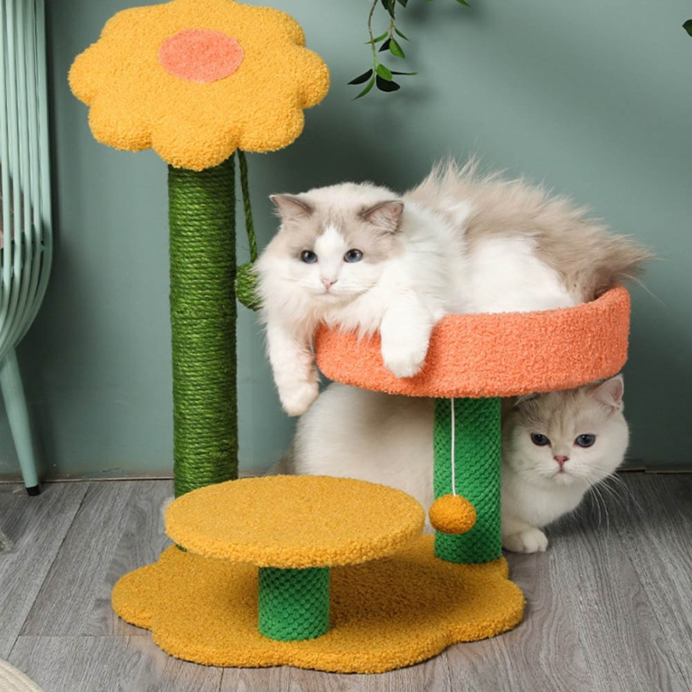 材質：麻縄巻き、フランネル 【隠れ猫ハウス】お昼寝できるキャットタワーです。猫の隠れ家にピッタリ。表面全体は柔らかい手触りで、小さい子猫も安心に寝れます。 【安定感抜群】猫ちゃんが上り降りでも揺れない、飼い主さんも猫ちゃんも安心で使用いただ...