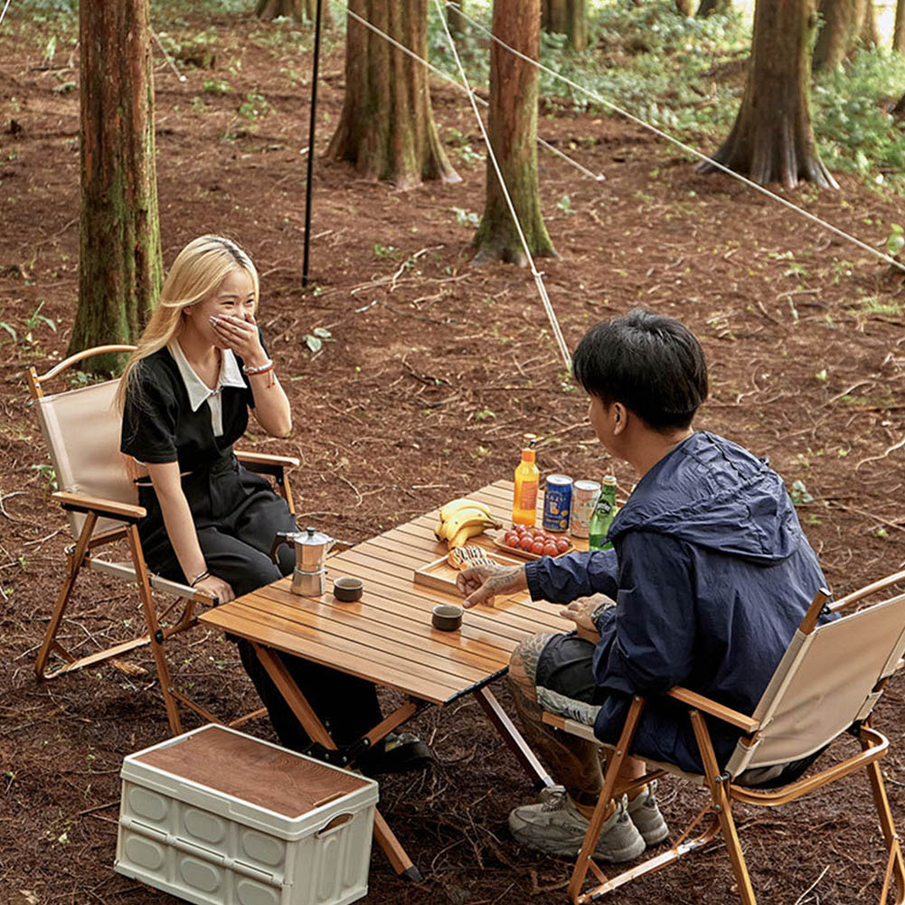 アウトドアテーブル キャンプテーブル ウッド 調 ロールテーブル ソロ キャンプ アウトドア ロー テー..