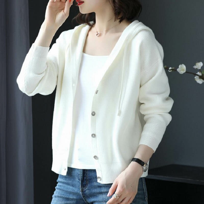 スイーヤ カーディガン レディース セーター ニット フード付き Vネック 柔らか 暖かい 着痩せ 長袖 シンプル 可愛い カジュアル スポーツ 通勤 カットソー トップス 春 秋 冬
