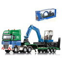 1/50スケール フラットベッドトレーラーモデル ショベル 掘削機付き エンジニアリングカー模型 トラックモデル