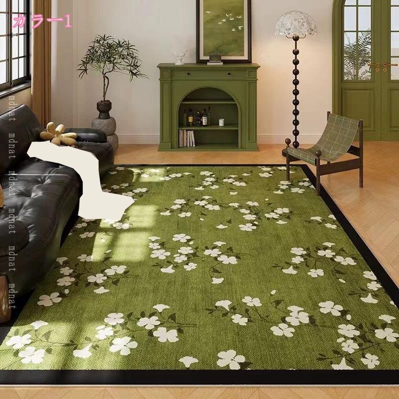 500円OFFクーポン カーペット 花柄 オシャレ ペルシャ絨毯風 洗える ラグ 北欧風 滑り止め付き オールシーズン ウォッシャブル リビング ロマンチック センターラグ エレガント 居間用 寝室 mdnat [2]