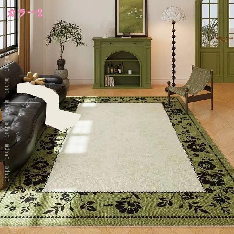 500円OFFクーポン カーペット 花柄 オシャレ ペルシャ絨毯風 洗える ラグ 北欧風 滑り止め付き オールシーズン ウォッシャブル リビング ロマンチック センターラグ エレガント 居間用 寝室 mdnat [3]