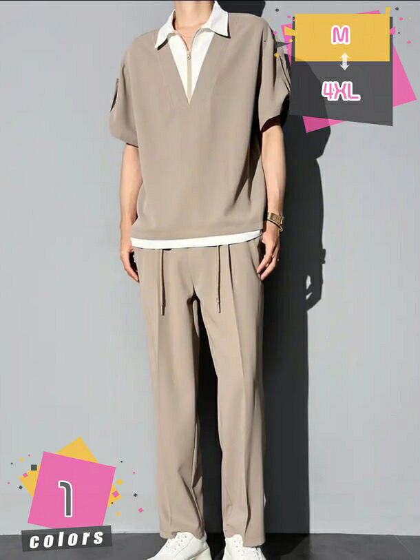 セットアップ メンズ 春夏 tシャツ ガウチョパンツ 半袖 ジャージ 上下セット スウェット 夏服 2点セット お洒落 スポーツウェア 男性 ルームウェア ゆったり 大きいサイズ 普段着 通気性 快適 無地 カジュアル トレーニング mdnat