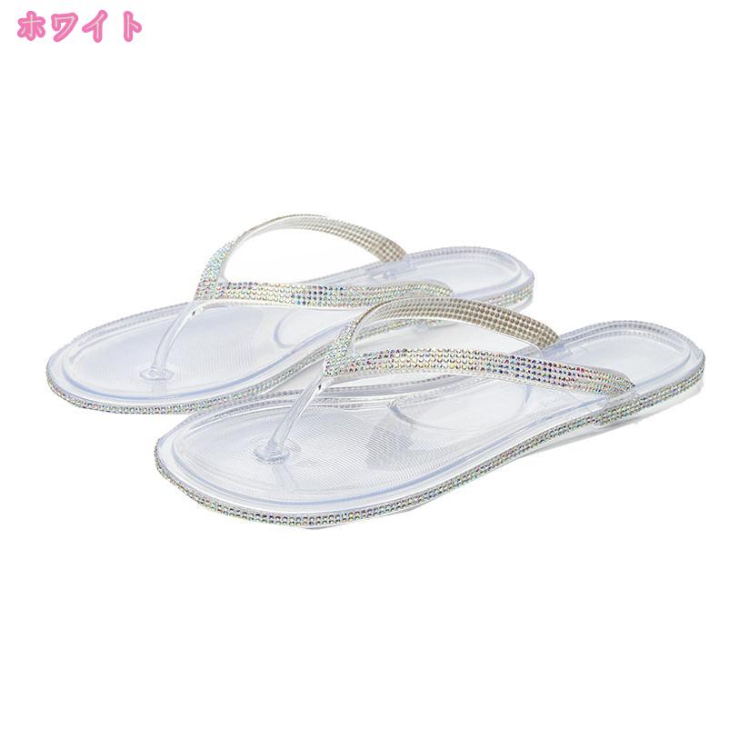 500円OFFクーポン ビジュー サンダル レディース フラットヒール きらきら ライン...