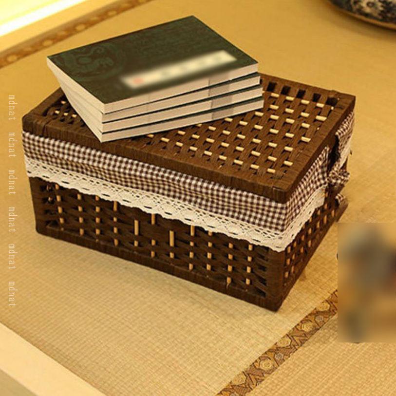 TandMの800円OFFクーポン 藤編み 収納かご 収納バスケット 収納ボックス 編まれたバスケット おしゃれ 蓋付き フタ付き 雑貨収納 卓上収納 田園風 かご 雑貨収納 ラタンかご 収納バスケット 整理箱 小物入れ 編み込み クローゼット 引き出し 荷物入れ mdnat｜アングル3