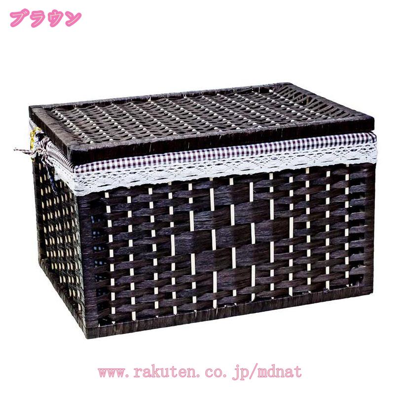 1000円OFFクーポン 蓋付きかご 収納バスケット おしゃれ 和風 フタ付き 手編み ナチュラル インテリア 収納ボックス カゴ 籠 収納かご 収納 キッチン収納 玄関収納 オフィス収納 荷物入れ 小物入れ 大きい おもちゃ収納 シェルフバスケット mdnat [2]