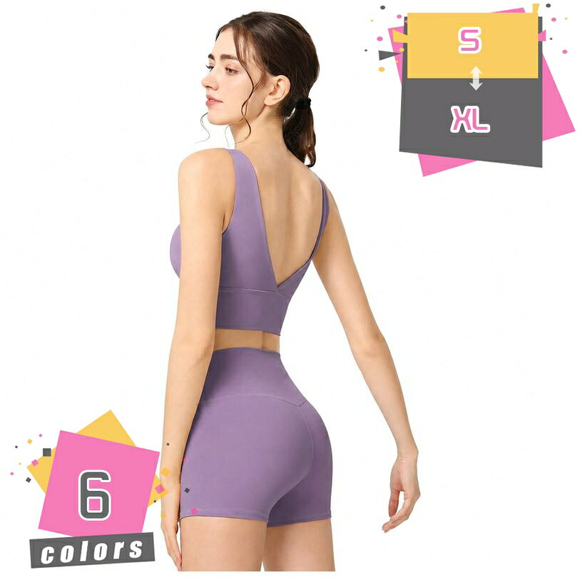 500円OFFクーポン ヨガウェア セットアップ レディース 体型カバー カップ付き スポーツブラ ショートパンツ 上下セット スポーツウェア フィットネス 部屋着 ランニング トレーニング ピラティス ハイウエスト おしゃれ mdnat