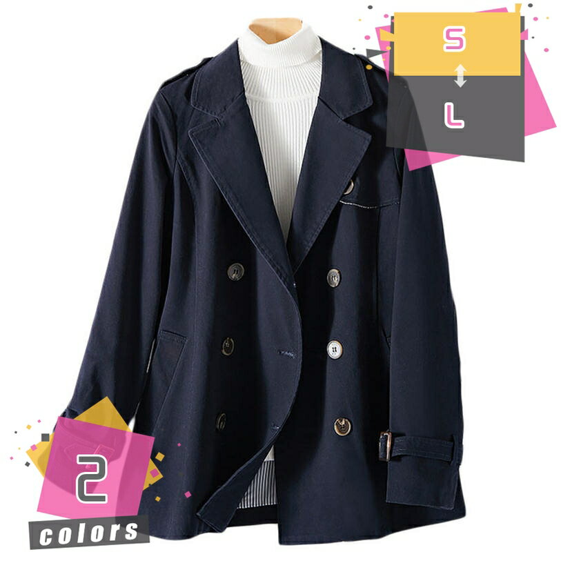 Other Jackets Jumpers - トレンチコート レディース ショート丈 コート 無地 ジャケット カジュアル スプリングコート ファッション アウター 長袖 ゆったり 大きい襟 春コート 通勤 アウター 裏地付き ガウンコート 軽量 通気 防風 ビジネスコート mdnat