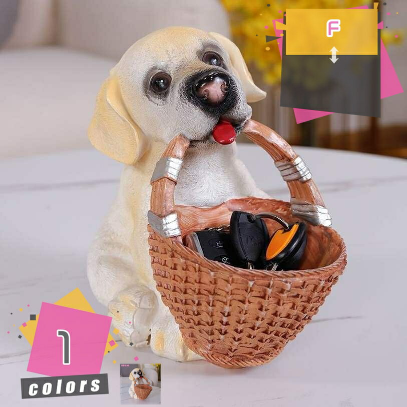 シミュレーションバスケット 卓上樹脂パグ犬置物 樹脂犬の置物収納バスケット 犬グッズ樹脂装飾置物 モダンかわいい テディ コアラ ワイン キャビネットキット収納ボックス ホームデコレーションオーナメント mdnat