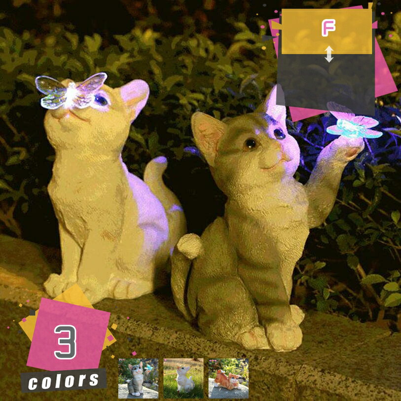500円OFFクーポン ガーデニング 置物 ガーデン置物 ソーラー置物 置物ガーデニング ソーラーライト ねこ ネコ 置物ライト LEDライト 芝生ランプ イルミネーション ガーデンライト 動物のライト かわいい 装飾 防水 耐久 ベランダ 屋外 置物 mdnat