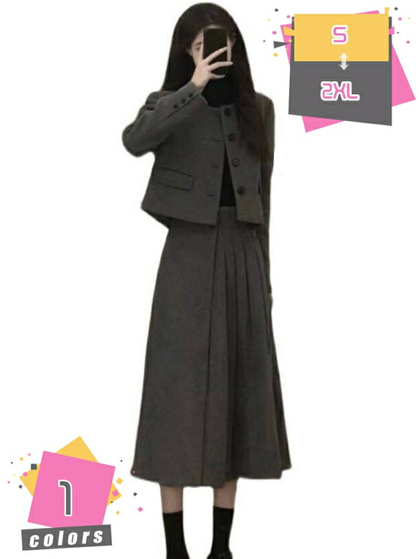 1000円OFFクーポン スカートスーツ レディース ジャケット クルーネック アウター 上下 2点セット 長袖ジャケット 丸首 オフィス ビジネス 二次会 卒業式 入学式 お洒落 通勤 OL 無地 セットアップ 秋 セレモニー フォーマル 大きいサイズ mdnat