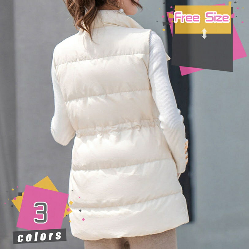 1000円OFFクーポン ダウンベスト レディース 中綿ベスト アウター 前開き 秋冬 キルティング トップス 羽織り 防寒 ノースリーブ 大きいサイズ ポケット 重ね着 ゆったり 普段着 エレガント カジュアル ライトアウター ショートコート 女性 mdnat